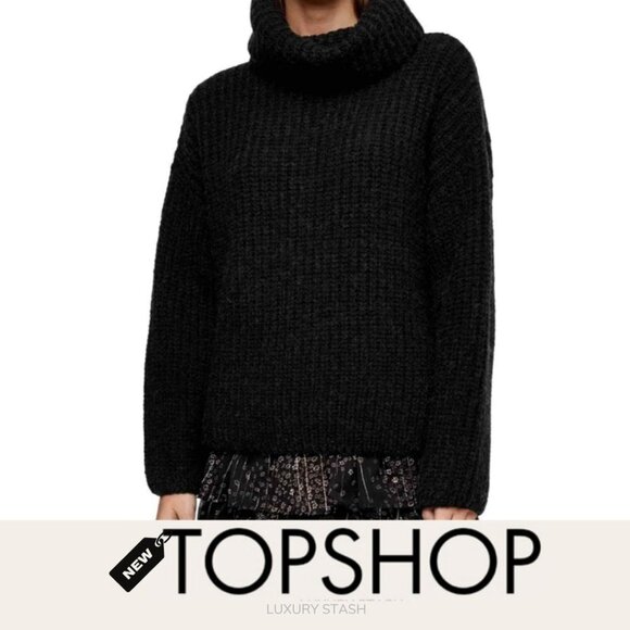 ⚫️ TOP SHOP LOOSE TURTLENECK BLACK SWEATER​​ - Picture 3 of 10